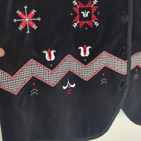 Vintage Velvet Embroidered Patchwork Holiday Vest Women's Size Extra Large - Picture 4 of 8